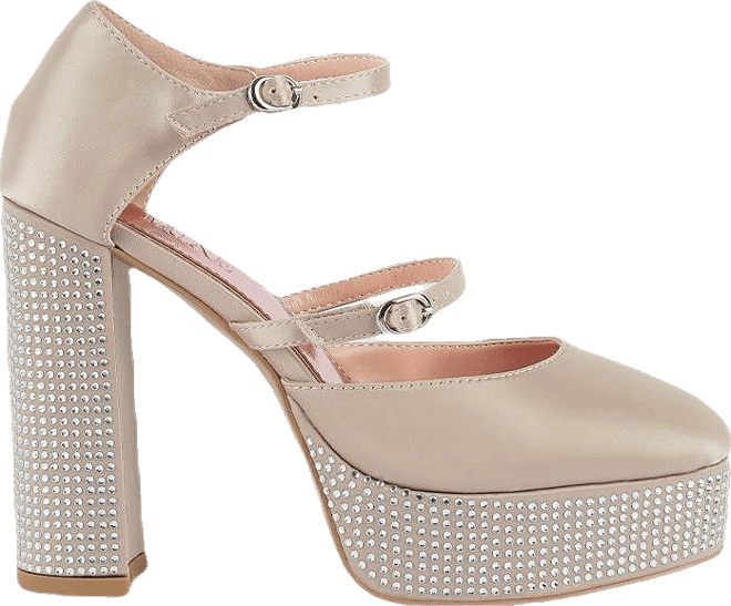 Rhinestones Embellished Platform Mary Jane Sandals Women