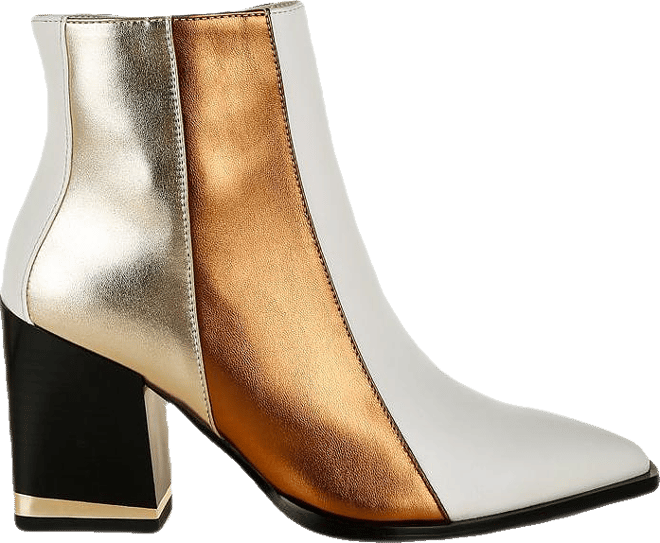 Stemon Three Tone Block Heel Boots Women