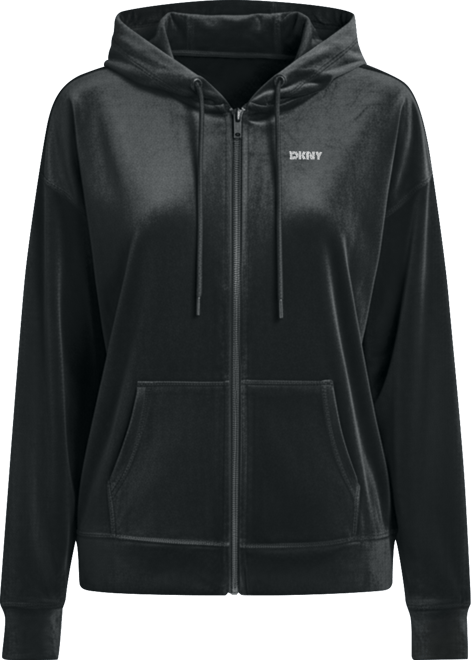 Women's Platinum Velour Rhinestone Logo Full-Zip Hoodie