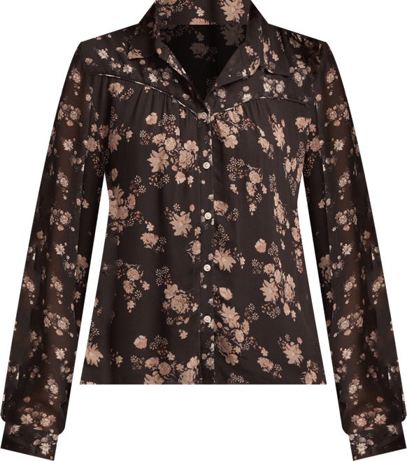 Women's Mix Print Long Sleeve&nbsp;Button Down Top