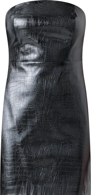 Women's Strapless Faux Leather Mini Dress