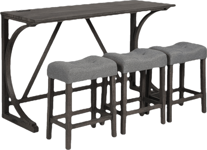Casainc 4 Piece Bar Table Set with Power Outlet and 3 Padded Stools for Dining or Living Room