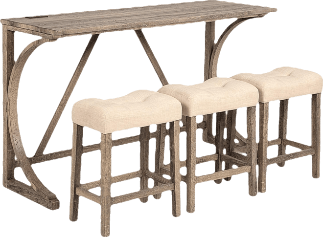 Casainc 4 Piece Bar Table Set with Power Outlet and 3 Padded Stools for Dining or Living Room