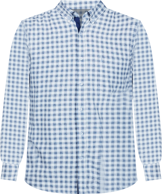 Men's Gingham Printed Performance Long Sleeve Shirt
