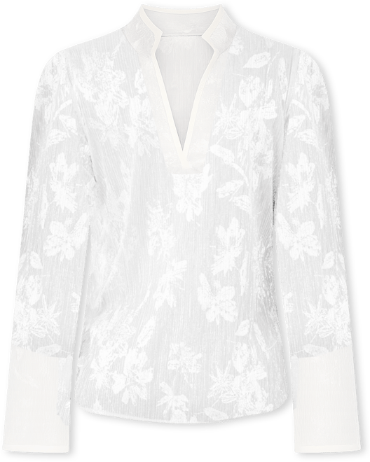 Women's Metallic Floral-Print Split-Neck Top