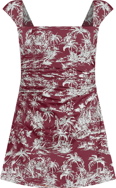 Women's Smoothing Square Neck Ruched Swim Dress Swimsuit