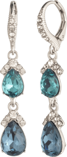 Pear Glass Stone Double Drop Earrings