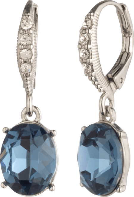 Silver-Tone Glass Stones Drop Earrings