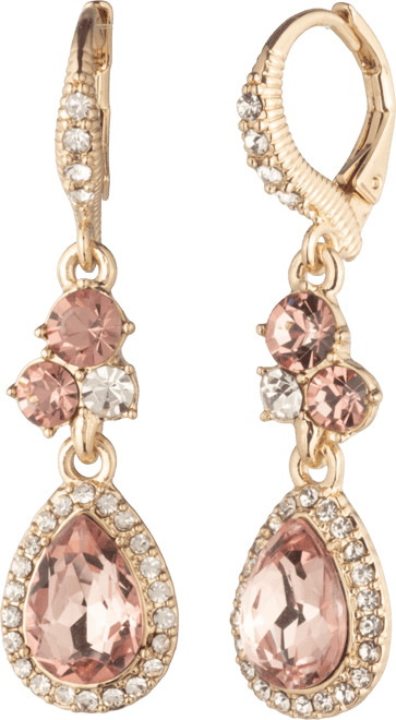 Glass Stone Double Drop Earrings