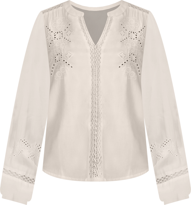 Women's Embroidered Peasant Long Sleeve Top