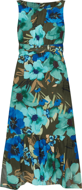 Women's Printed Sleeveless A-Line Midi Dress