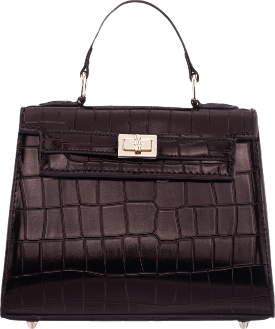 Mini Croco Embossed Magnetic Snap Satchel Bag