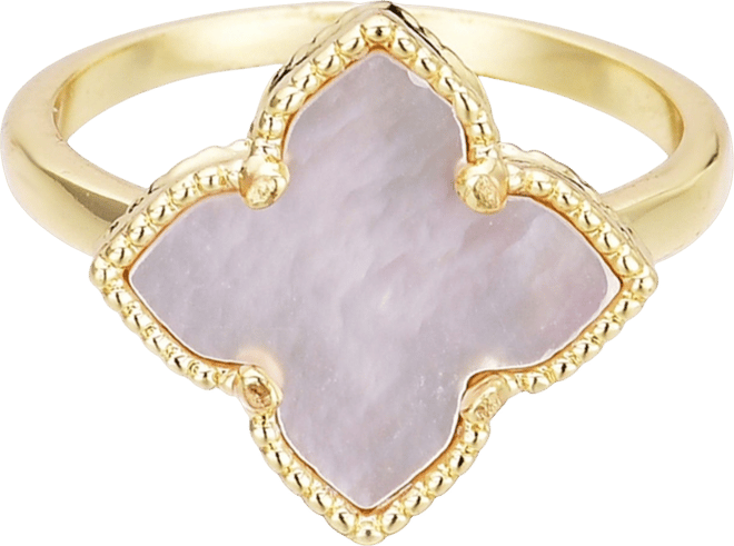 Gold Plated White Mother of Pearl Flower Ring