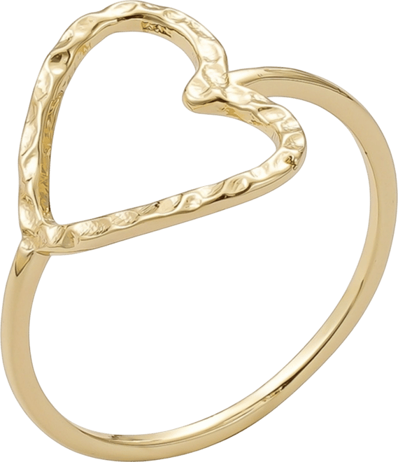 Gold Plated Hammered Open Heart Ring