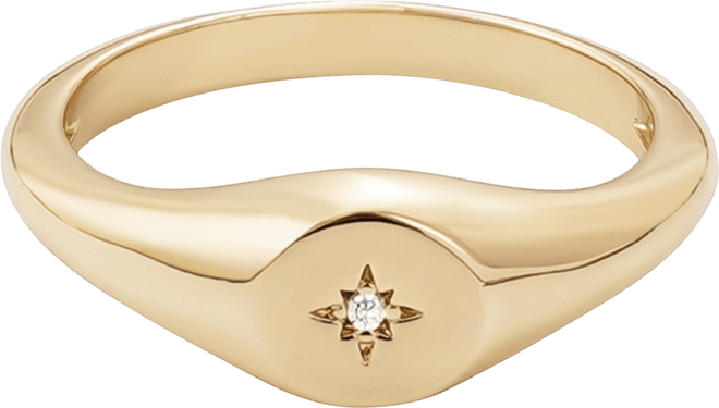 Cubic Zirconia Starbust Signet Pinky Ring