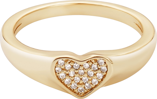 Cubic Zirconia Pave Heart Signet Pinky Ring