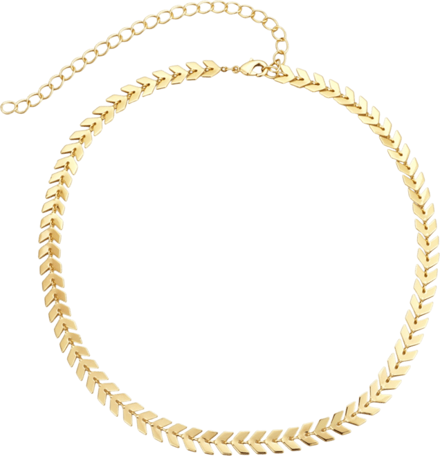 Gold Plated Adjustable Fishtail Chain Choker Necklace