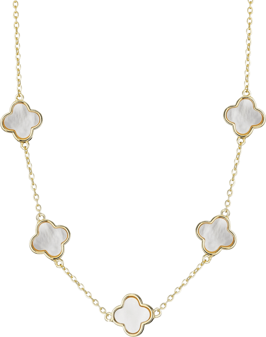 Mother of Pearl Clover Station Necklace