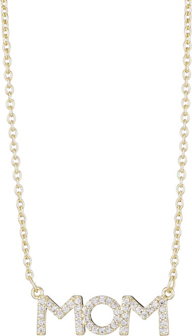 Gold Cubic Zirconia Mom Necklace