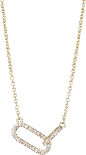 Gold Cubic Zirconia Pave Links Necklace