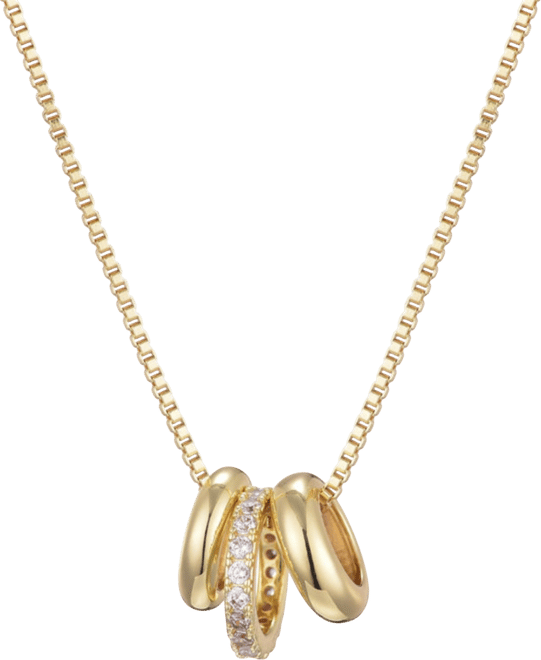 Gold Cubic Zirconia Three-Ring Necklace
