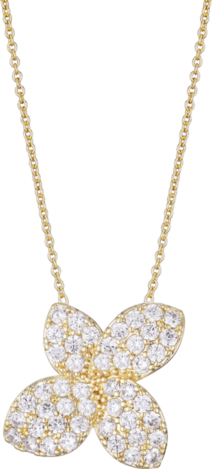 Gold Cubic Zirconia Oversized Flower Necklace
