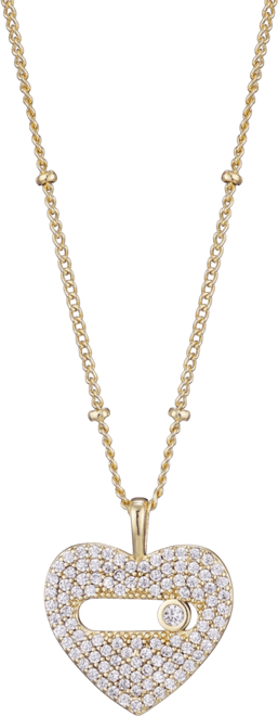 Gold Cubic Zirconia Heart Necklace