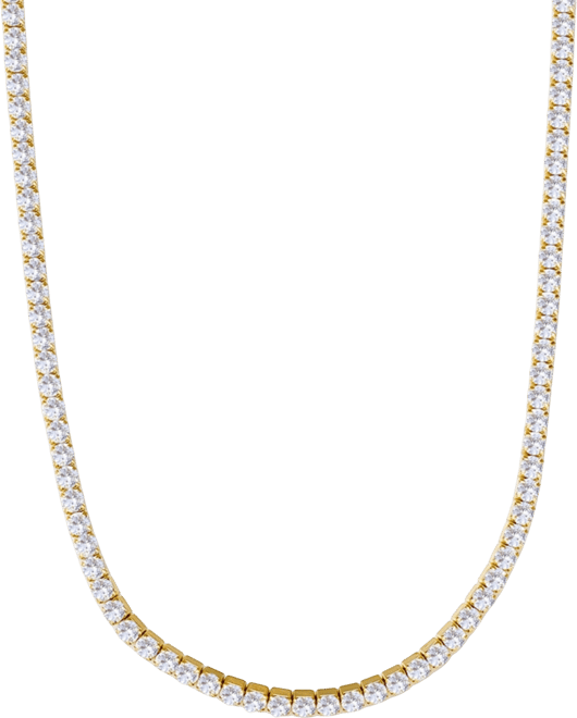 Gold Crystal 3mm Tennis Chain Necklace