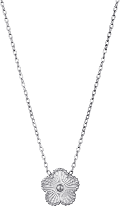 Tarnish Resistant Silver Five-Leaf Clover Pendant Necklace