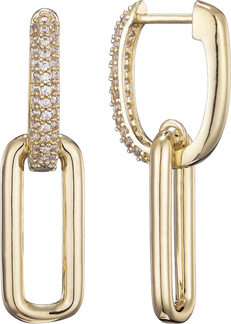 Gold Plated Crystal Single Link Drop Earrings