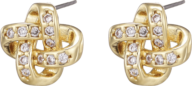 Gold Plated Knot Twist Stud Earrings