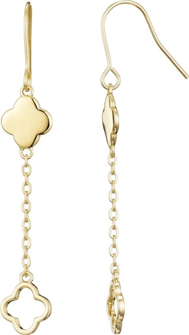Gold Plated Clover Drop Earrings