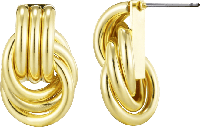 Gold Plated Doorknocker Stud Earrings