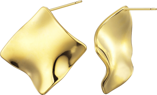 Tarnish Resistant Gold Plated Wave Stud Earrings