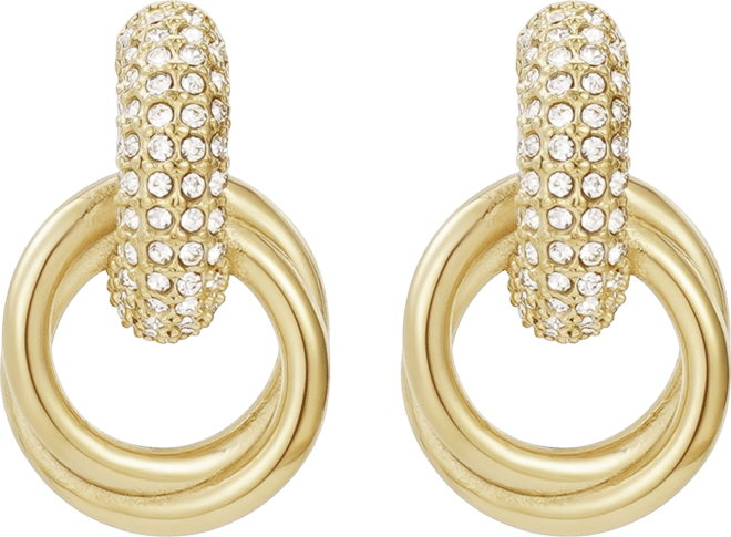 Tarnish Resistant Gold Plated Crystal Doorknocker Earrings