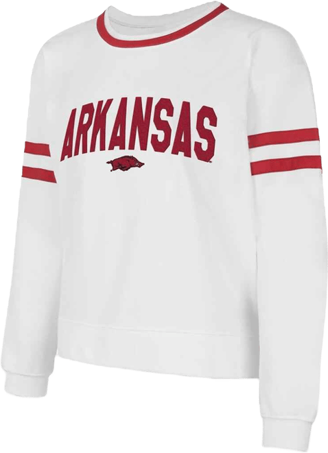Concept Sport Women's White Arkansas Razorbacks Borough French Terry Arch Over Long Sleeve Top