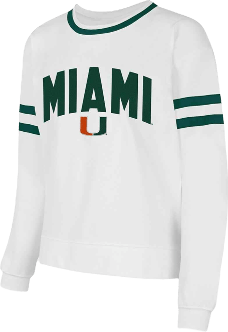 Concept Sport Women's White Miami Hurricanes Borough French Terry Arch Over Long Sleeve Top