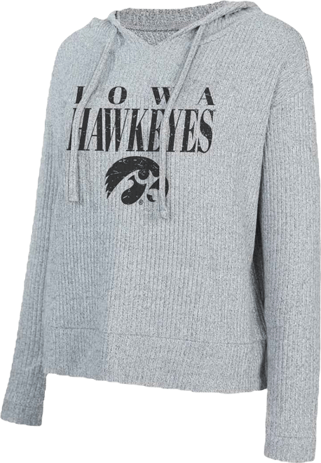 Concept Sport Women's Grey Iowa Hawkeyes Juniper Soft Modest Cropped Long Sleeve Hoodie Top