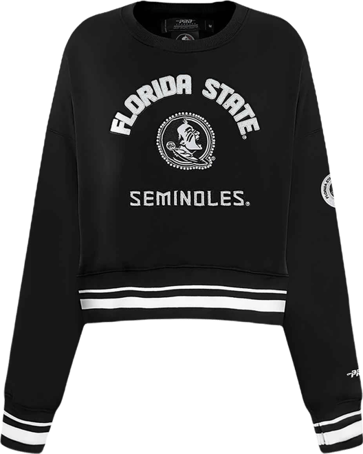 Women's Black Florida State Seminoles Cultivated-Pearl Cropped Pullover Sweatshirt