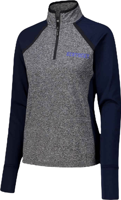 Women's Navy/Heather Gray Kentucky Wildcats Finalist Raglan Quarter-Zip Jacket