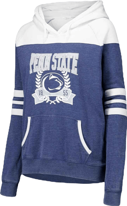 Women's Navy Penn State Nittany Lions Blitz Striped Blocked Raglan Pullover Hoodie