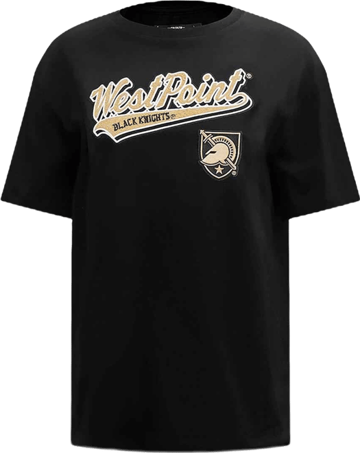 Women's Black Army Black Knights Script Tail Oversized Boyfriend T-Shirt