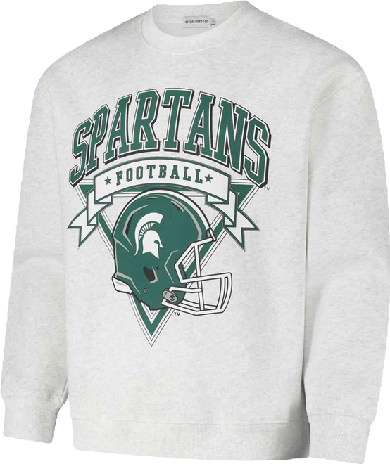 Men's and Women's Ash Michigan State Spartans Vintage Crest Pullover Sweatshirt