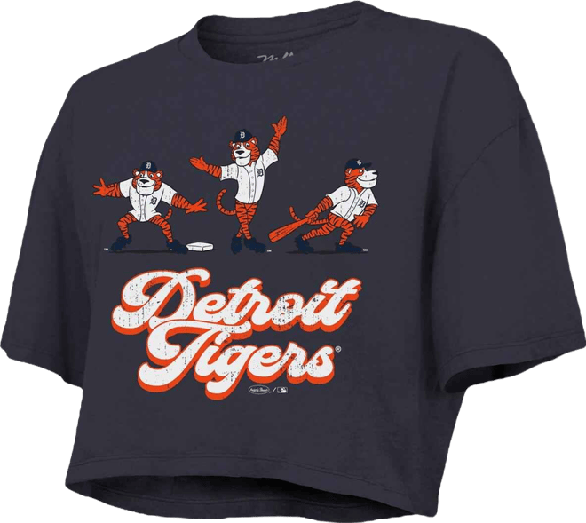 Women's Navy Detroit Tigers Boxy Crop T-Shirt