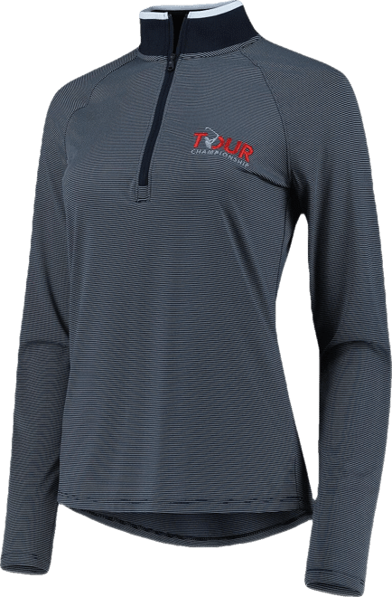 Women's Gray Tour Championship T2 Stripe Raglan Quarter-Zip Jacket