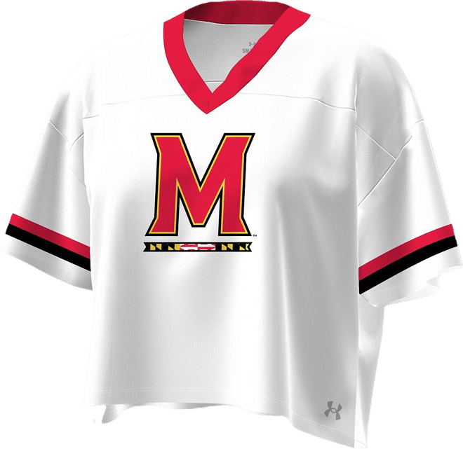 Women's White Maryland Terrapins Fashion Jersey Boxy Cropped V-Neck T-Shirt