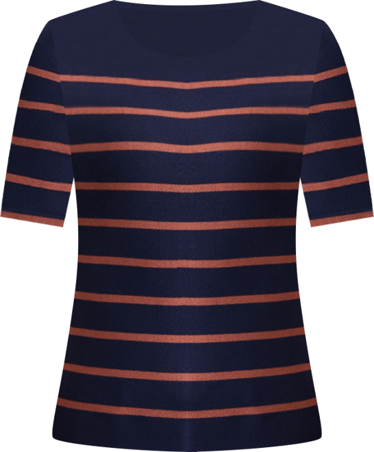 Women's Petite Striped Short-Sleeve Sweater Tee