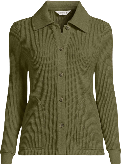 Women's Long Sleeve Waffle Collared Shacket