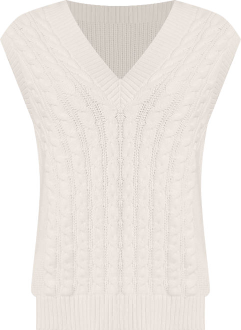 Women's Drifter Modern Cable V Neck Vest Sweater