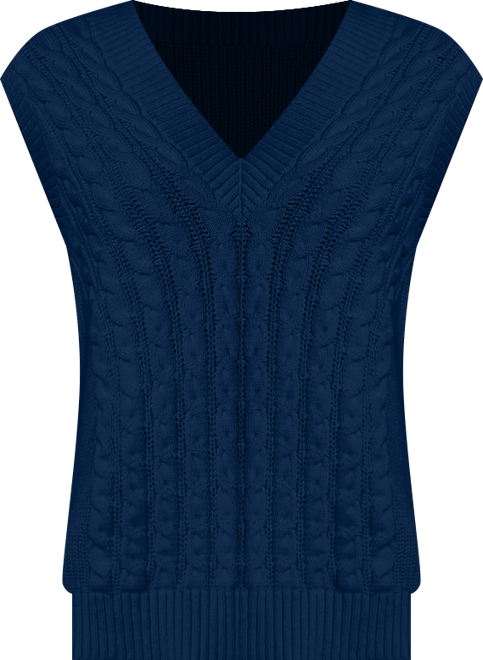 Women's Drifter Modern Cable V Neck Vest Sweater